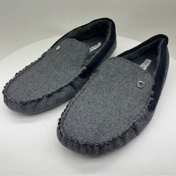 Steve Madden Loafers House Shoes Slippers Faux Fur Slip On Grey Lounge Comfy 10 - Picture 3 of 14